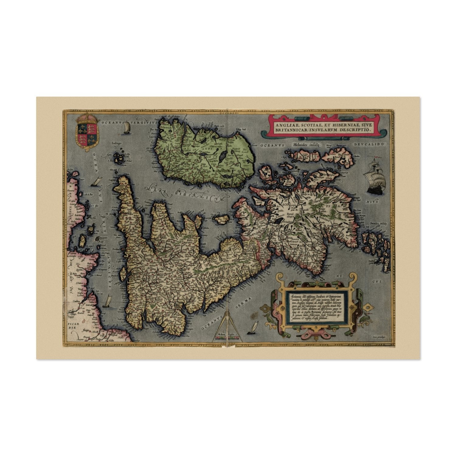 England, Scotland and Ireland 1570 Ortelius Map poster print